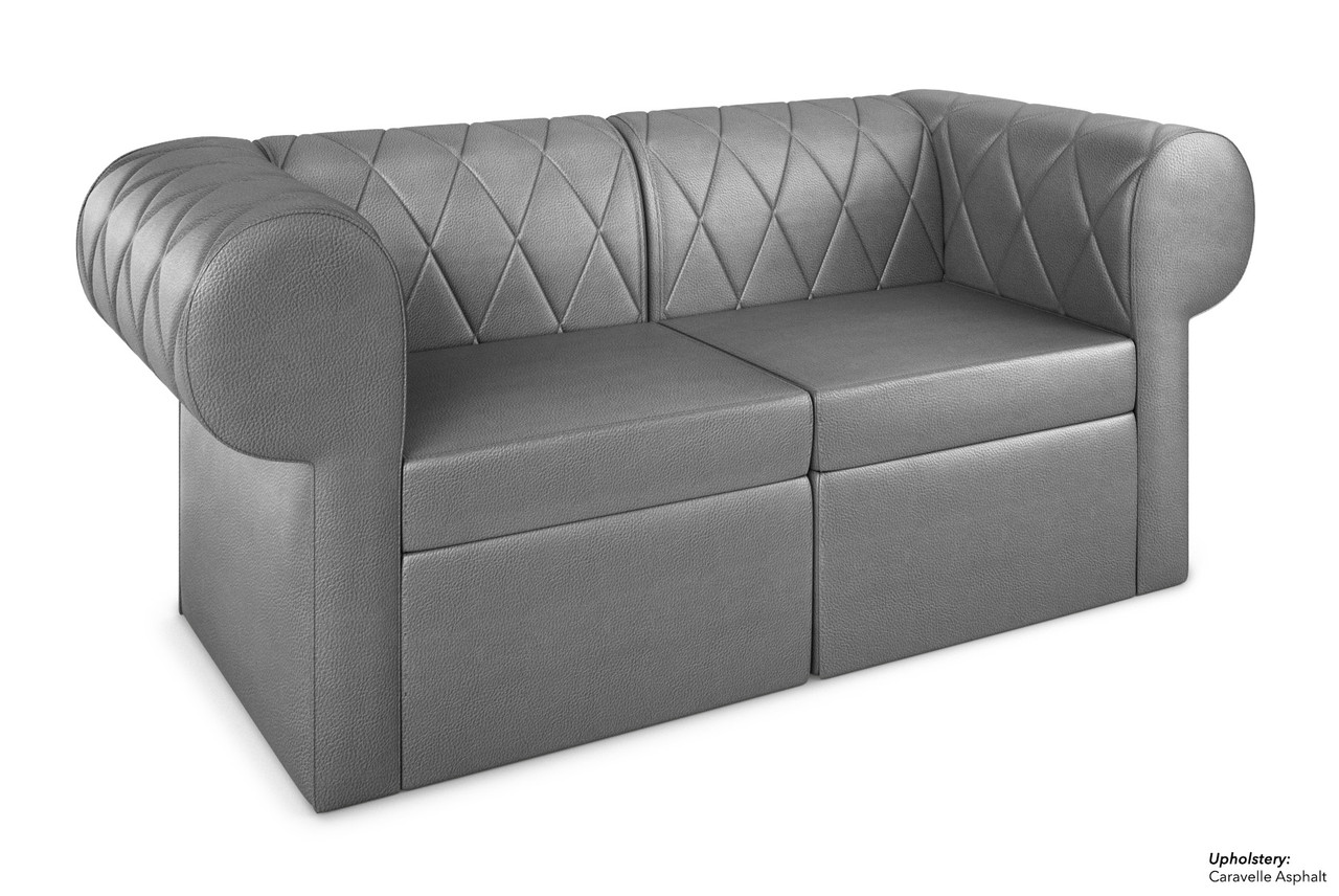 RIVERA Lounge Seating - Diamond Button Tufted Upholstery - Loveseat with Rounded Arms RIVERA Lounge Seating - Diamond Button Tufted Upholstery - Loveseat with Rounded Arms
