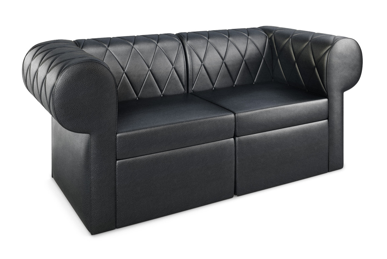 RIVERA Lounge Seating - Diamond Button Tufted Upholstery - Loveseat with Rounded Arms RIVERA Lounge Seating - Diamond Button Tufted Upholstery - Loveseat with Rounded Arms