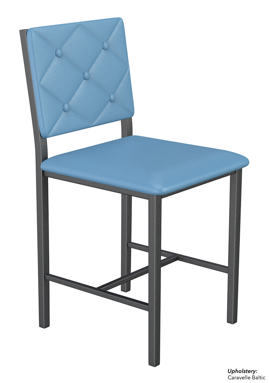 Button Tufted - Gunmetal Heavy-Duty Restaurant Chair with Commercial-Grade Vinyl Seat