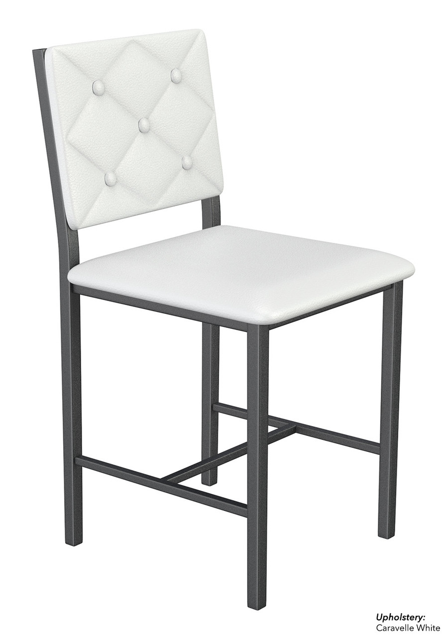 Button Tufted - Gunmetal Heavy-Duty Restaurant Chair with Commercial-Grade Vinyl Seat