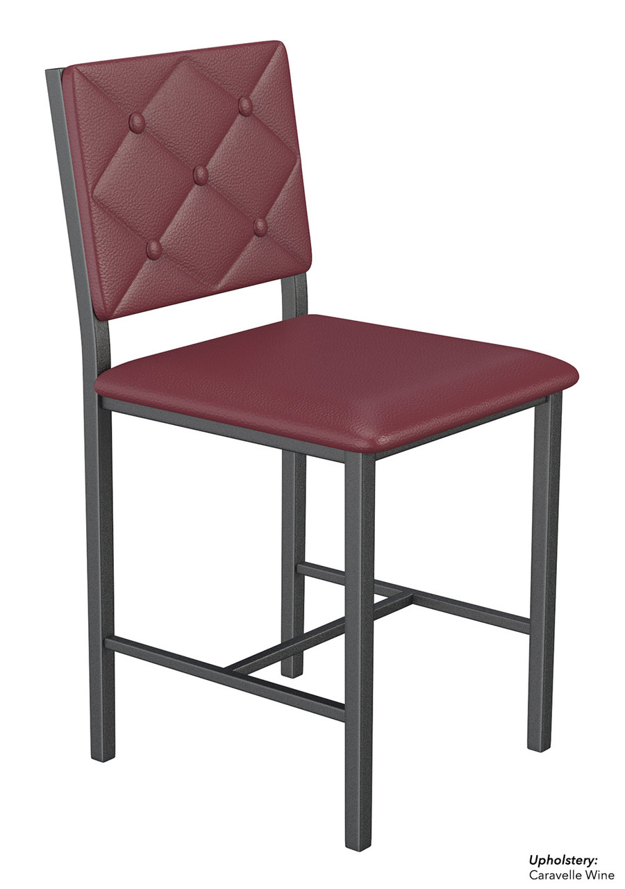 Button Tufted - Gunmetal Heavy-Duty Restaurant Chair with Commercial-Grade Vinyl Seat