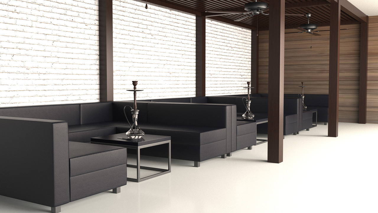Lugano Lounge Package - Ushape Modular Seating with [3] Fireproof Tables - Made in USA (SEATS 18)