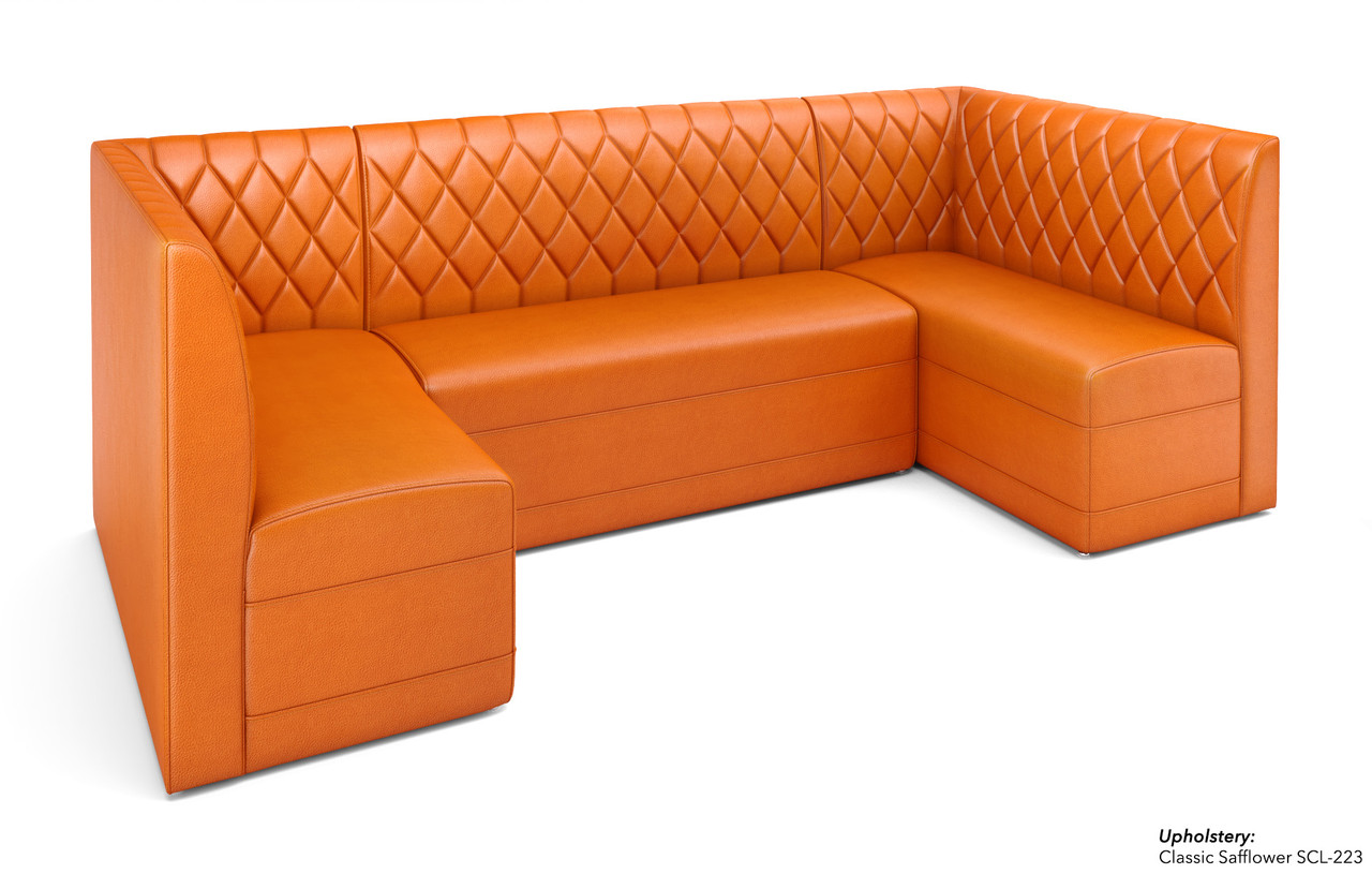 Restaurant U-Shape Booth Seating - Contract Grade - Premium Diamond Tufted Performance Upholstery - 100% Handcrafted In USA