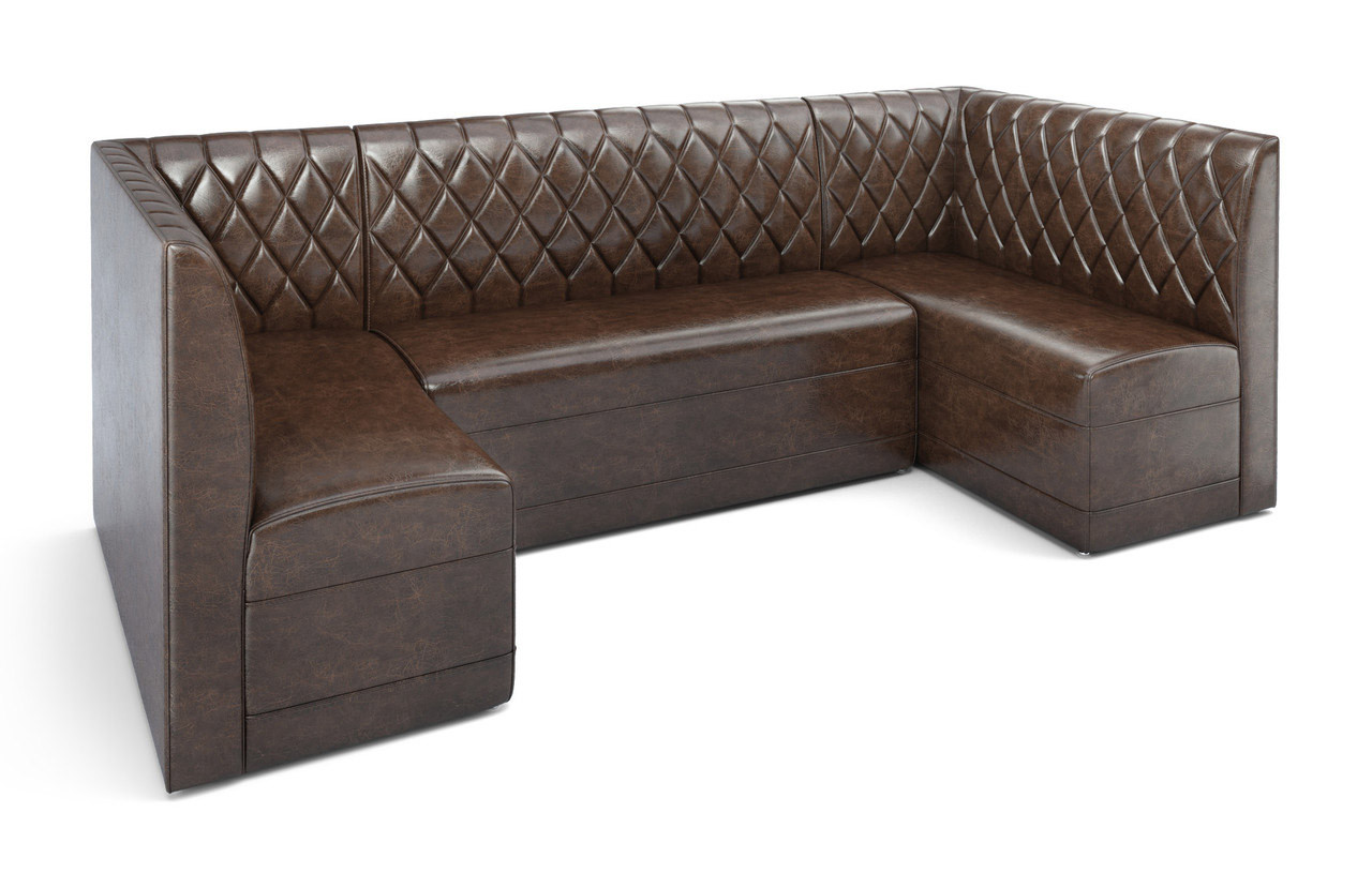 Restaurant U-Shape Booth Seating - Contract Grade - Premium Diamond Tufted Performance Upholstery - 100% Handcrafted In USA