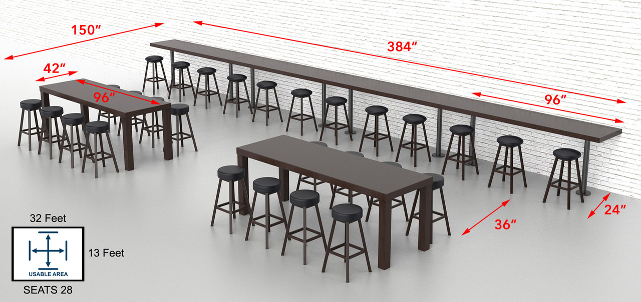 Bar Package 2 Communal Bar Height Table 96