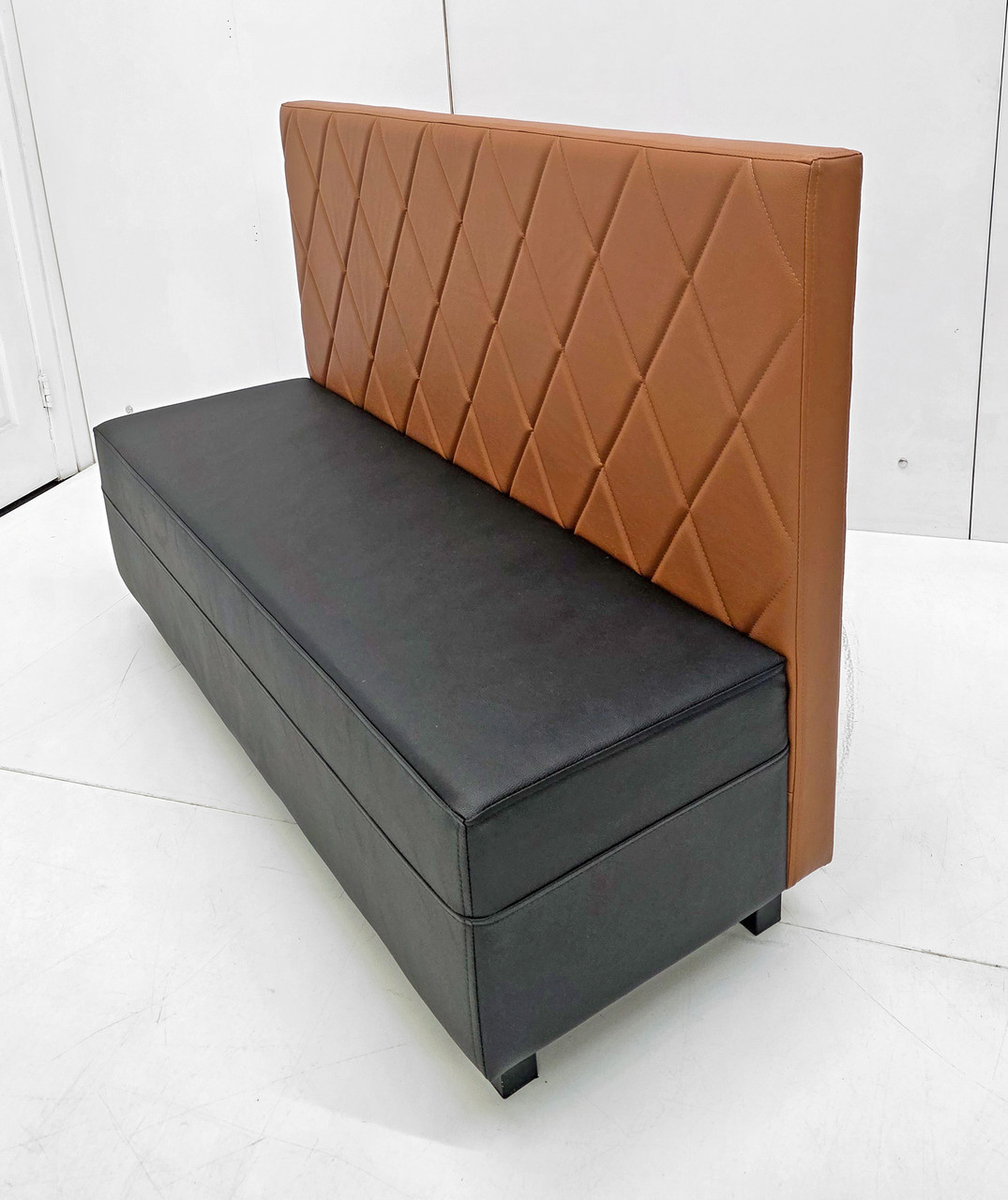 Legacy Restaurant Booth - Premium Diamond -Tufted Upholstery - Gunmetal Legs -Made in USA
