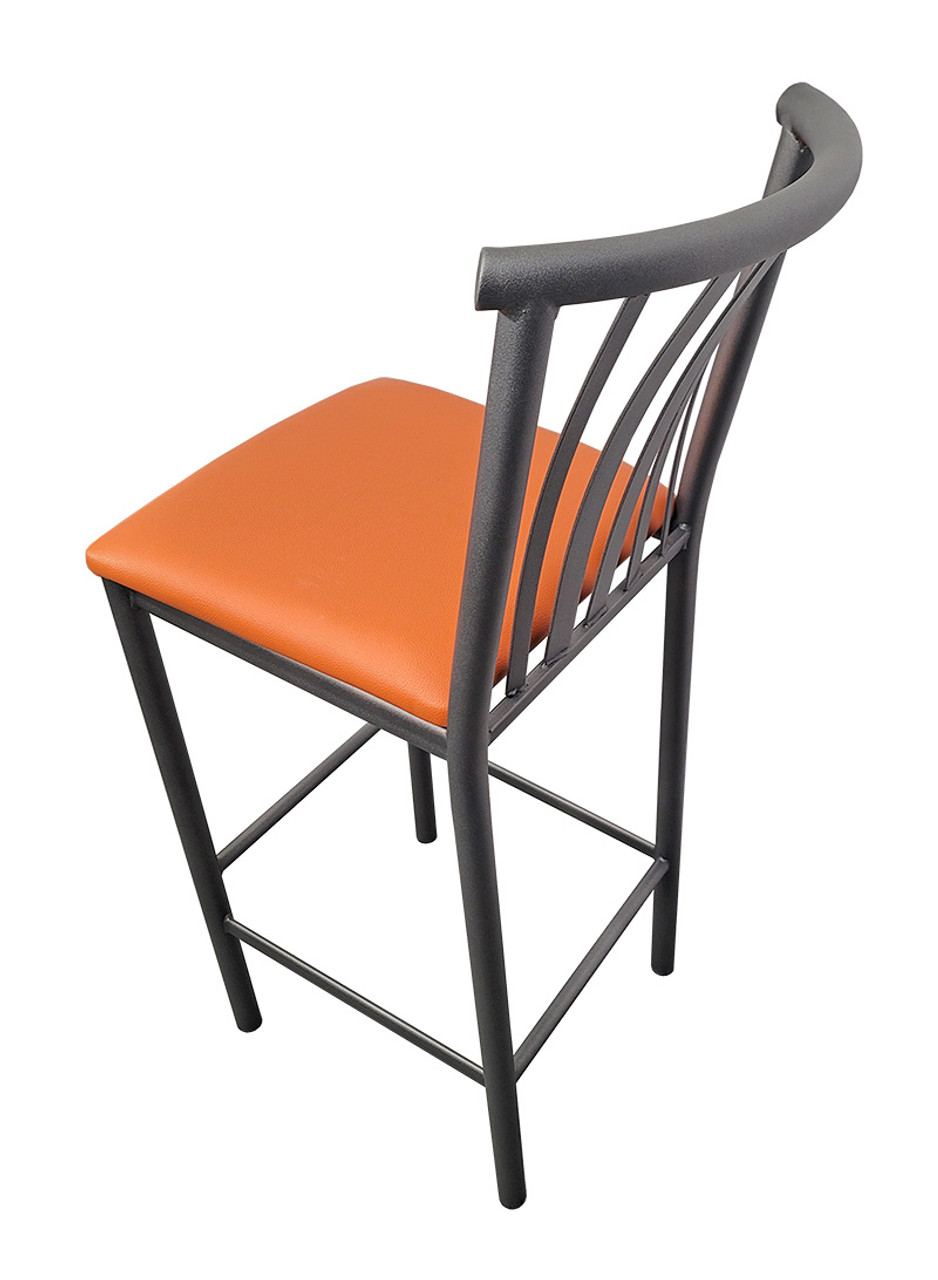 Curved Design Back - Gunmetal Heavy Duty Base  - Bar Stool Curved Design Back - Gunmetal Heavy Duty Base  - Bar Stool