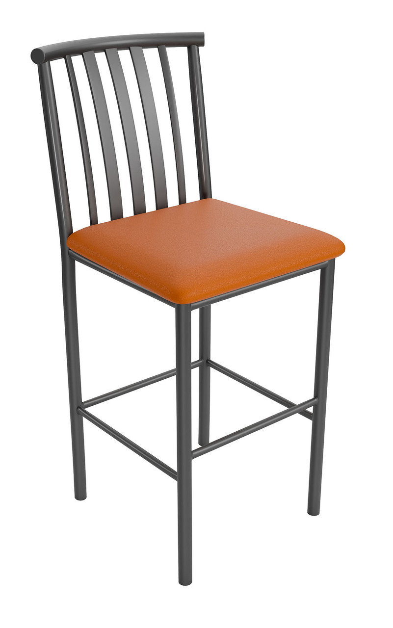 Curved Design Back - Gunmetal Heavy Duty Base  - Bar Stool Curved Design Back - Gunmetal Heavy Duty Base  - Bar Stool