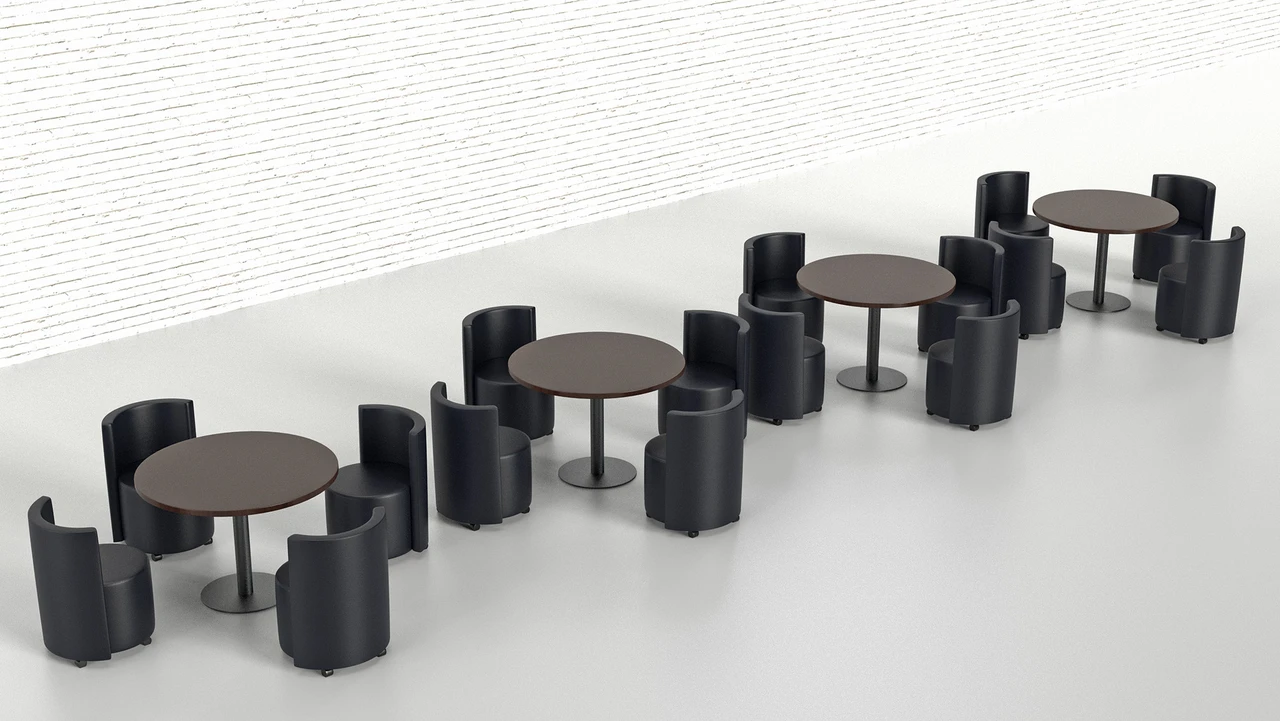  Delray - Open Design Club Chair on Casters - Round Seat
