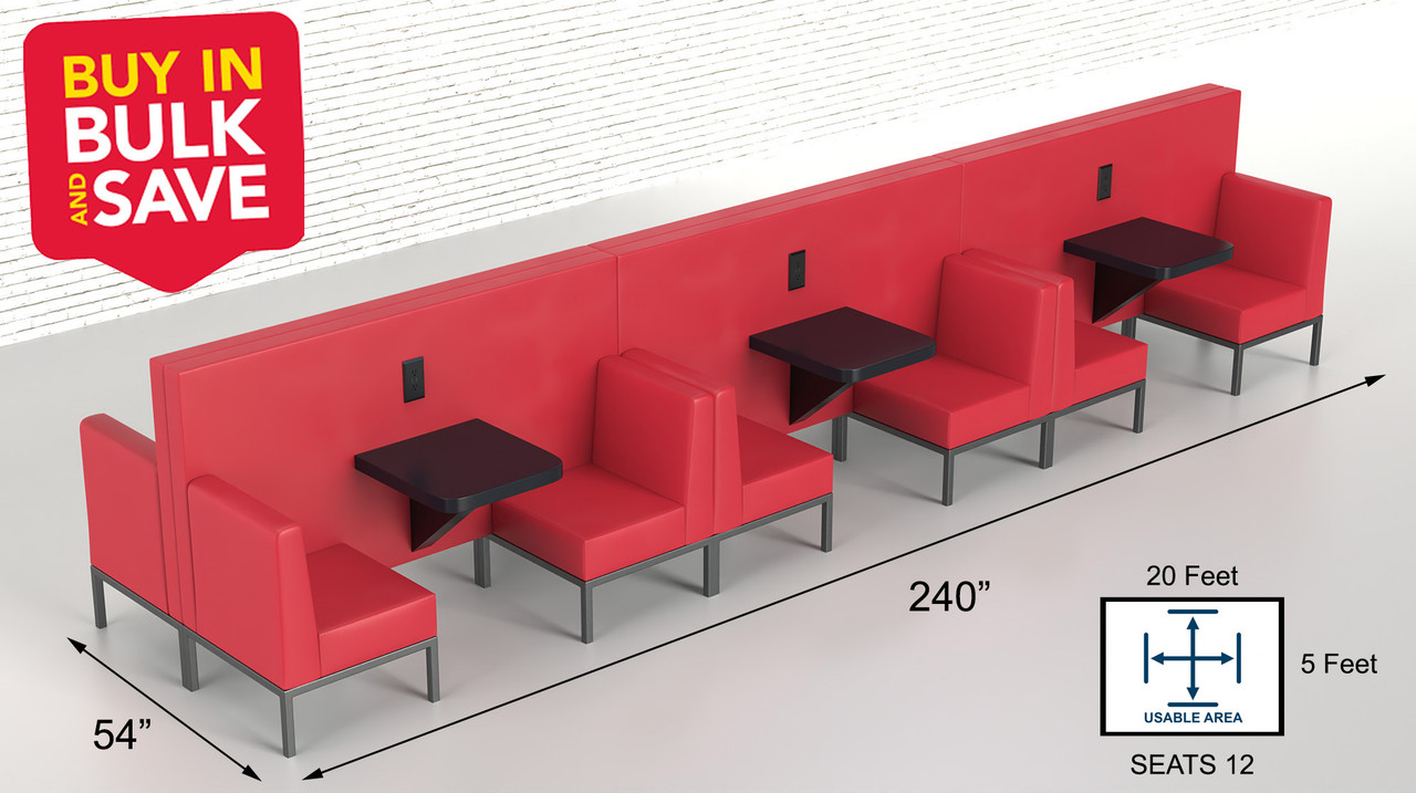 Legacy Restaurant Booths with Upholstered Side Walls & Restaurant Tables  Package (SEATS 24)