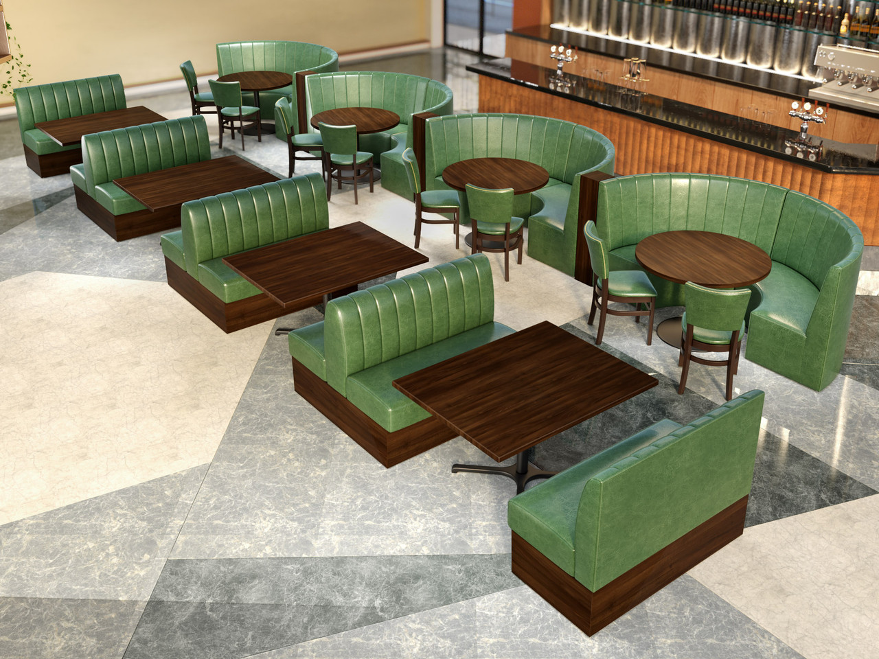 FORTUNA Half-Circle Booth - Premium Channel-Back Upholstery - Made in USA FORTUNA Half-Circle Booth - Premium Channel-Back Upholstery - Made in USA