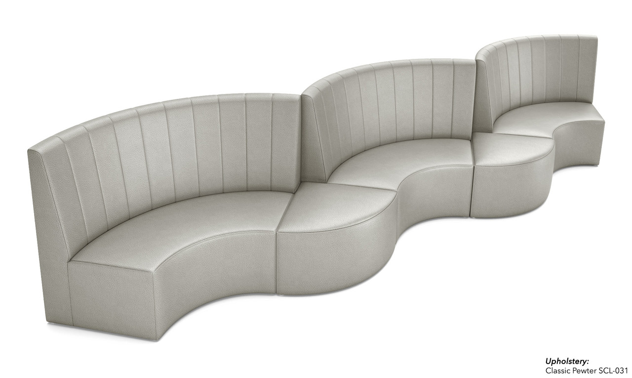 Fortuna Six HalfCircle Booths with Wedge Ottomans Premium Channel Upholstery 6 Tables and