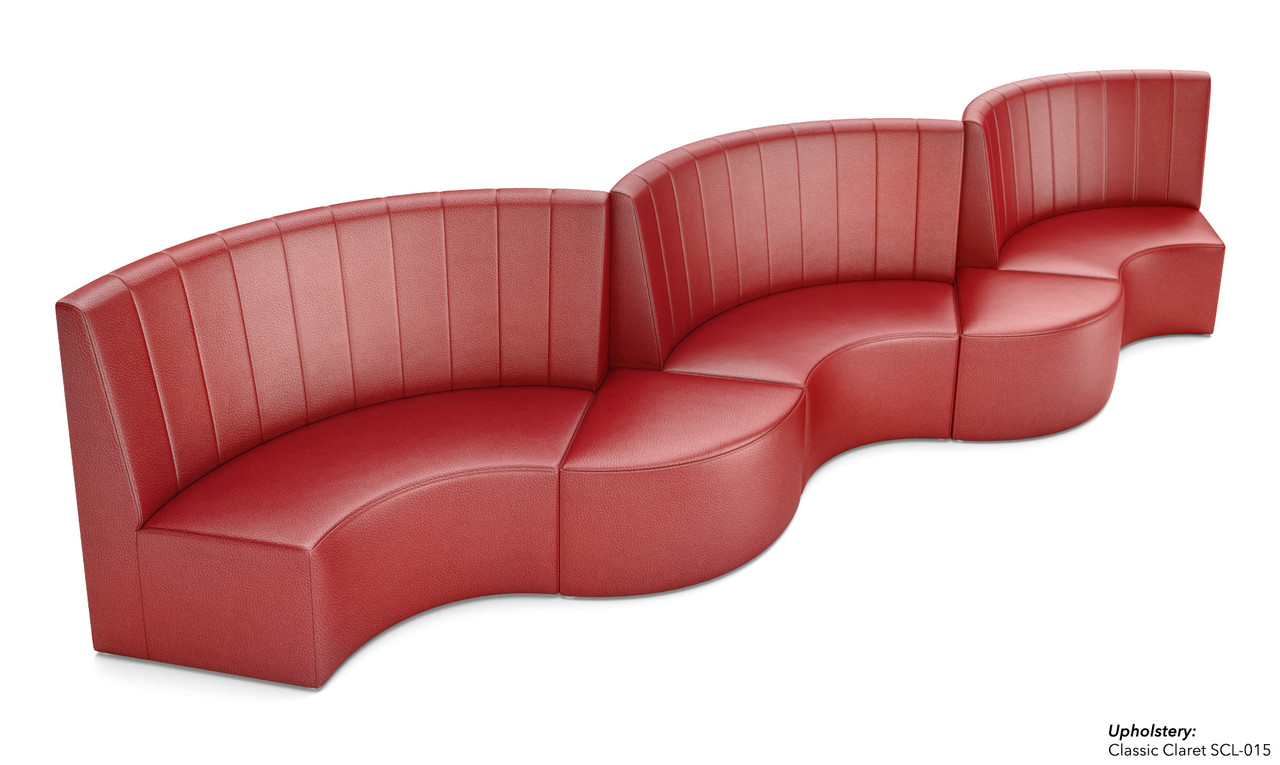 Fortuna Six Half-Circle Booths  with Wedge Ottomans - Premium Channel Upholstery - 6 Tables and 12 Chairs - Made in USA Fortuna Six Half-Circle Booths  with Wedge Ottomans - Premium Channel Upholstery - 6 Tables and 12 Chairs - Made in USA