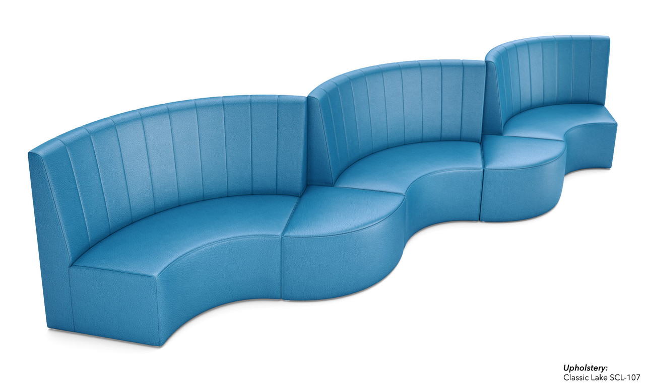 Fortuna Six HalfCircle Booths with Wedge Ottomans Premium Channel Upholstery 6 Tables and