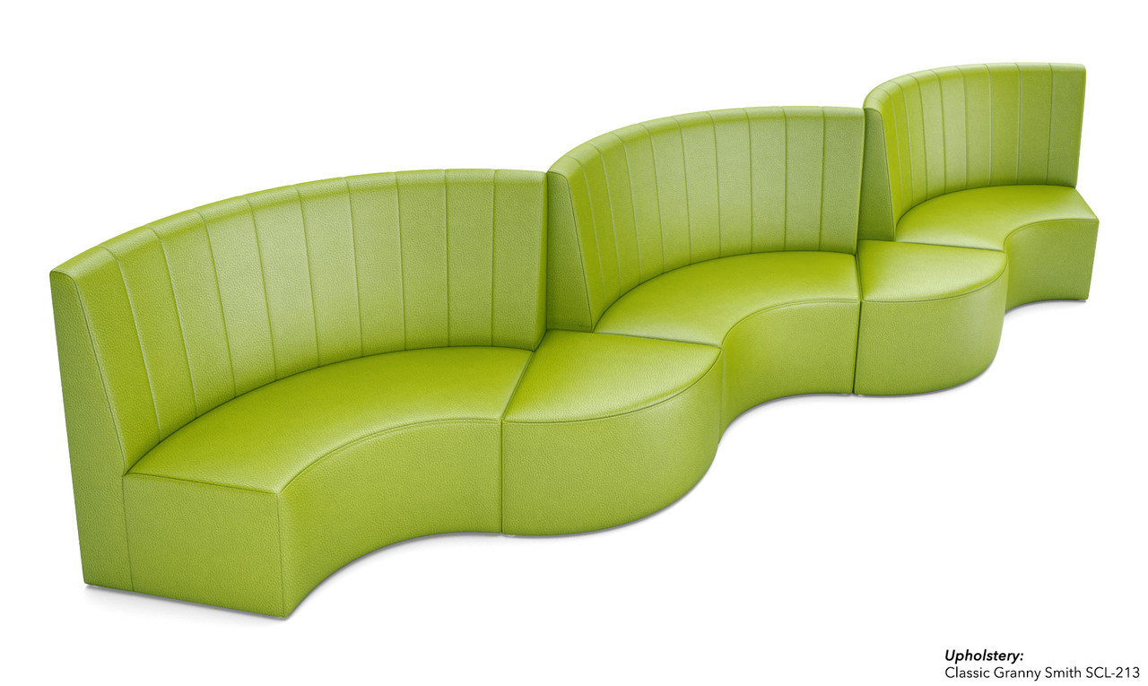 Fortuna Six Half-Circle Booths  with Wedge Ottomans - Premium Channel Upholstery - 6 Tables and 12 Chairs - Made in USA Fortuna Six Half-Circle Booths  with Wedge Ottomans - Premium Channel Upholstery - 6 Tables and 12 Chairs - Made in USA