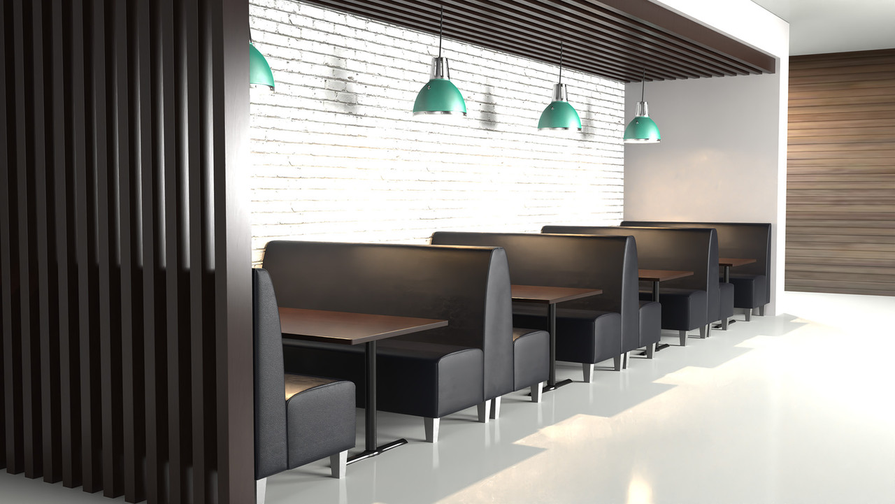 Norway Booth Package with 30" x 48" Walnut Tables - Seats 16