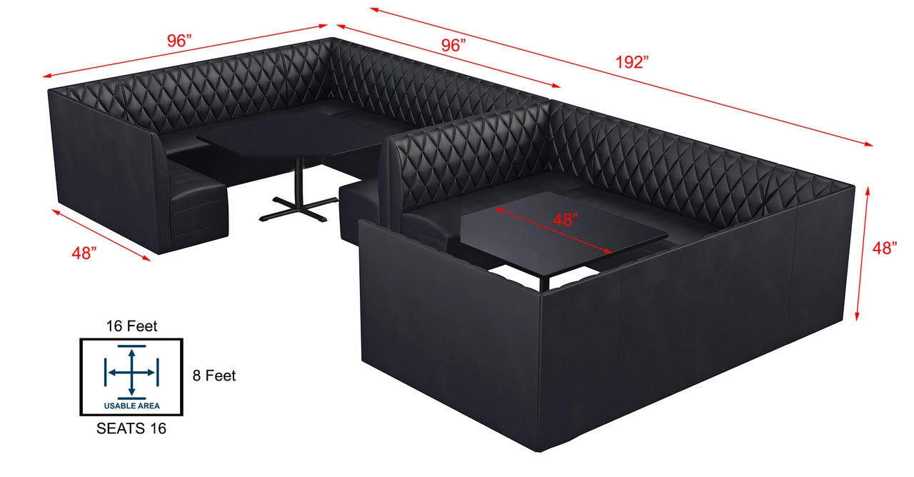 3 Channels Back Restaurant Booth with Wood Legs