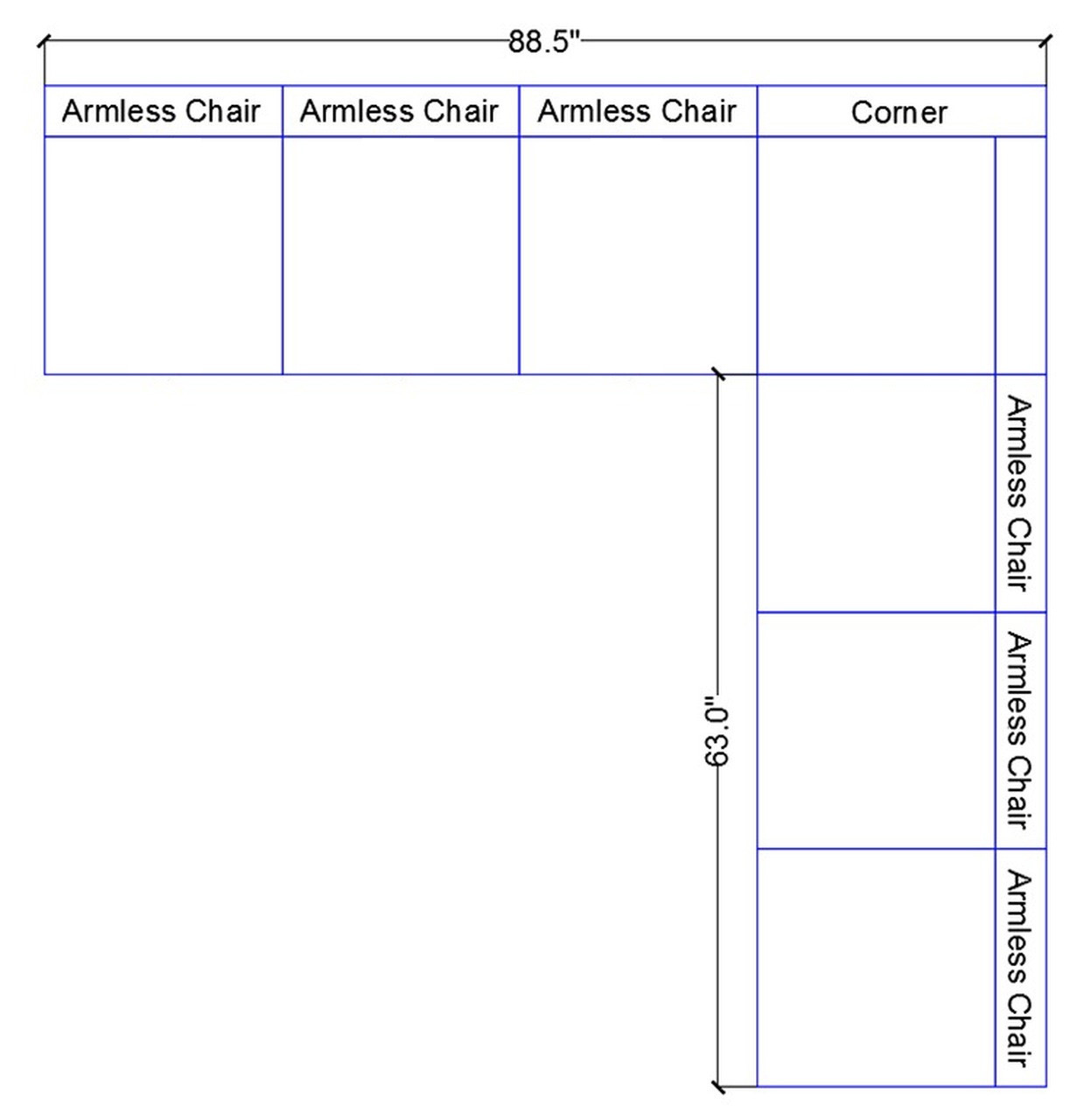 Quick Ship - 9050Z Modular Armless Sectional Sofa
