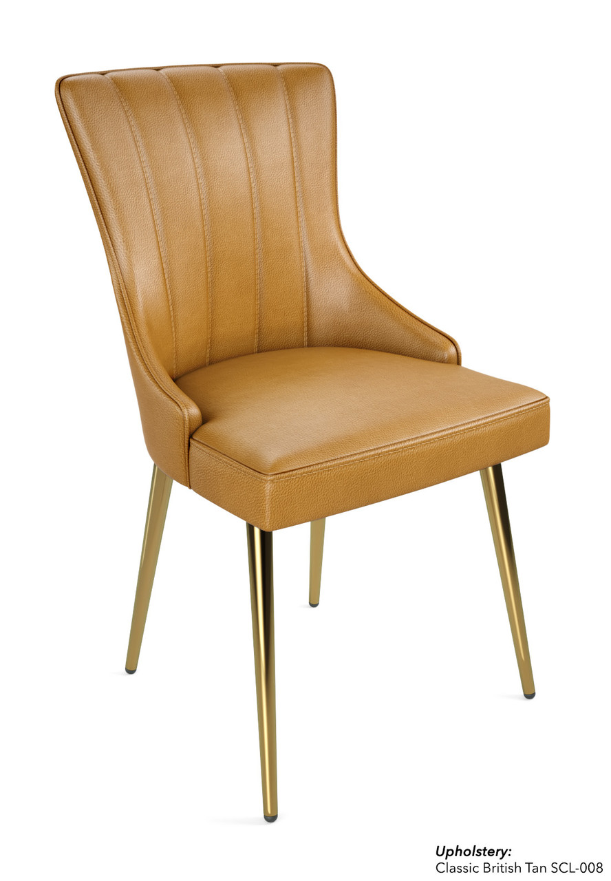 4018 Modern Restaurant Chair - Metal Legs - Channel Tufted Back