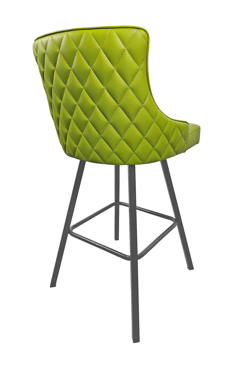 4017 Swivel Designer Bar Stool - High Performance Upholstery - Gunmetal Base - Diamond Tufted Outer Back