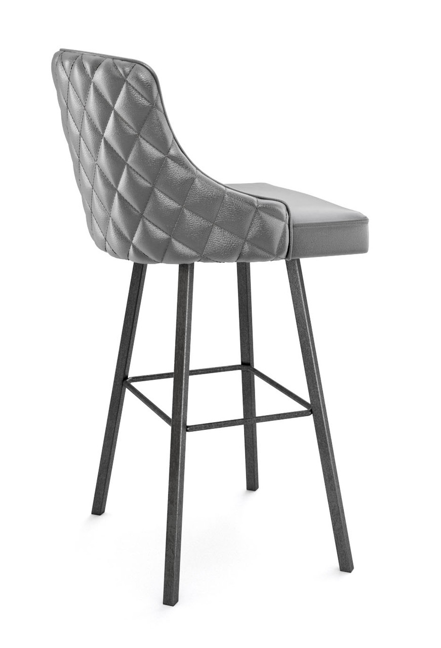 4017 Swivel Designer Bar Stool - High Performance Upholstery - Gunmetal Base - Diamond Tufted Outer Back