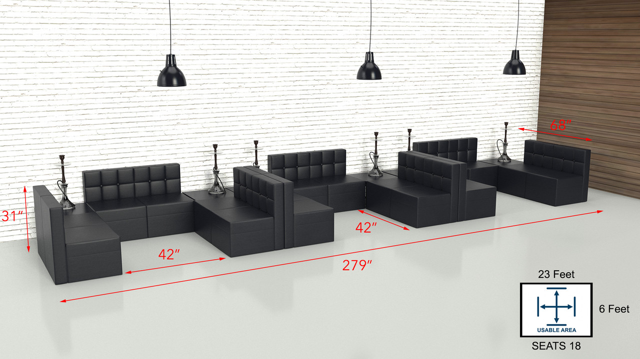 9049Z Hookah Lounge Package Ushape Modular Seating With 6 Fireproof   T.991  69008.1692806769 