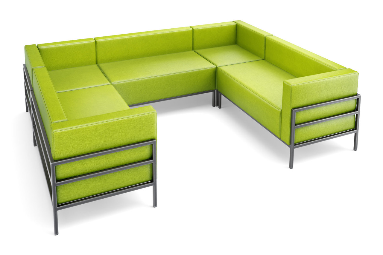 HST005 Urban Modern Collection: Modular U-Shape Sectional - Full Welded Gunmetal Outline Frame - Made in USA