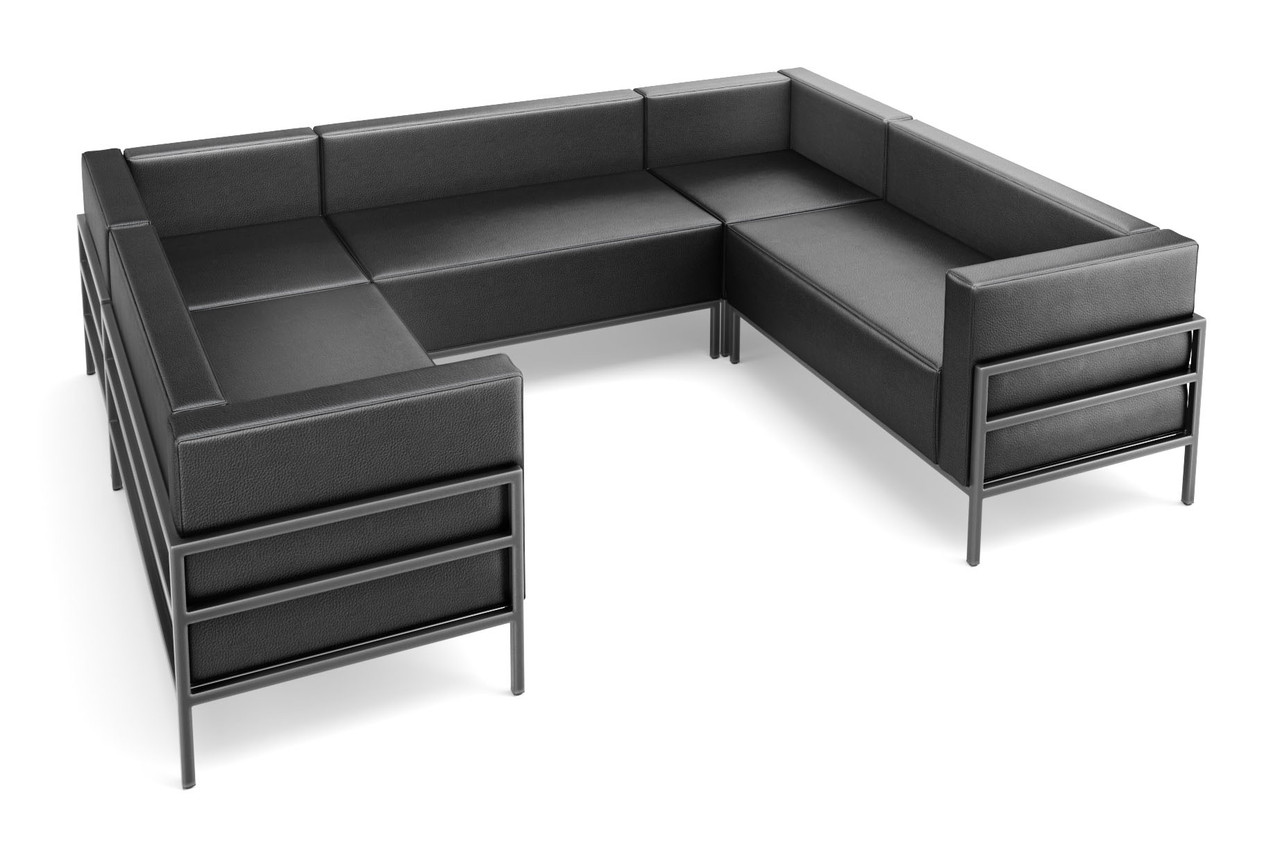 HST005 Urban Modern Collection: Modular U-Shape Sectional - Full Welded Gunmetal Outline Frame - Made in USA