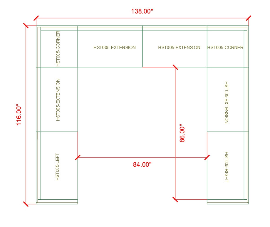 HST005 Urban Modern Collection: Modular Large U-Shape Sectional - Full Welded Gunmetal Outline Frame - Made in USA