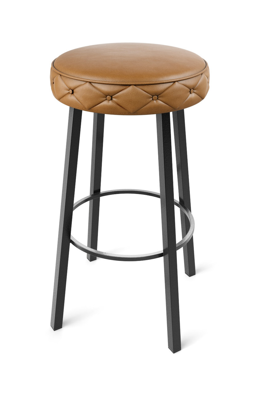 Modern Metal Frame -Button Tufted Design - Premium Comfort Extra Thick Upholstered Seat Bar Stool