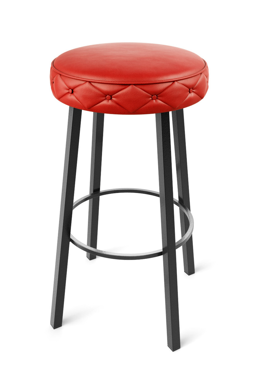 Modern Metal Frame -Button Tufted Design - Premium Comfort Extra Thick Upholstered Seat Bar Stool