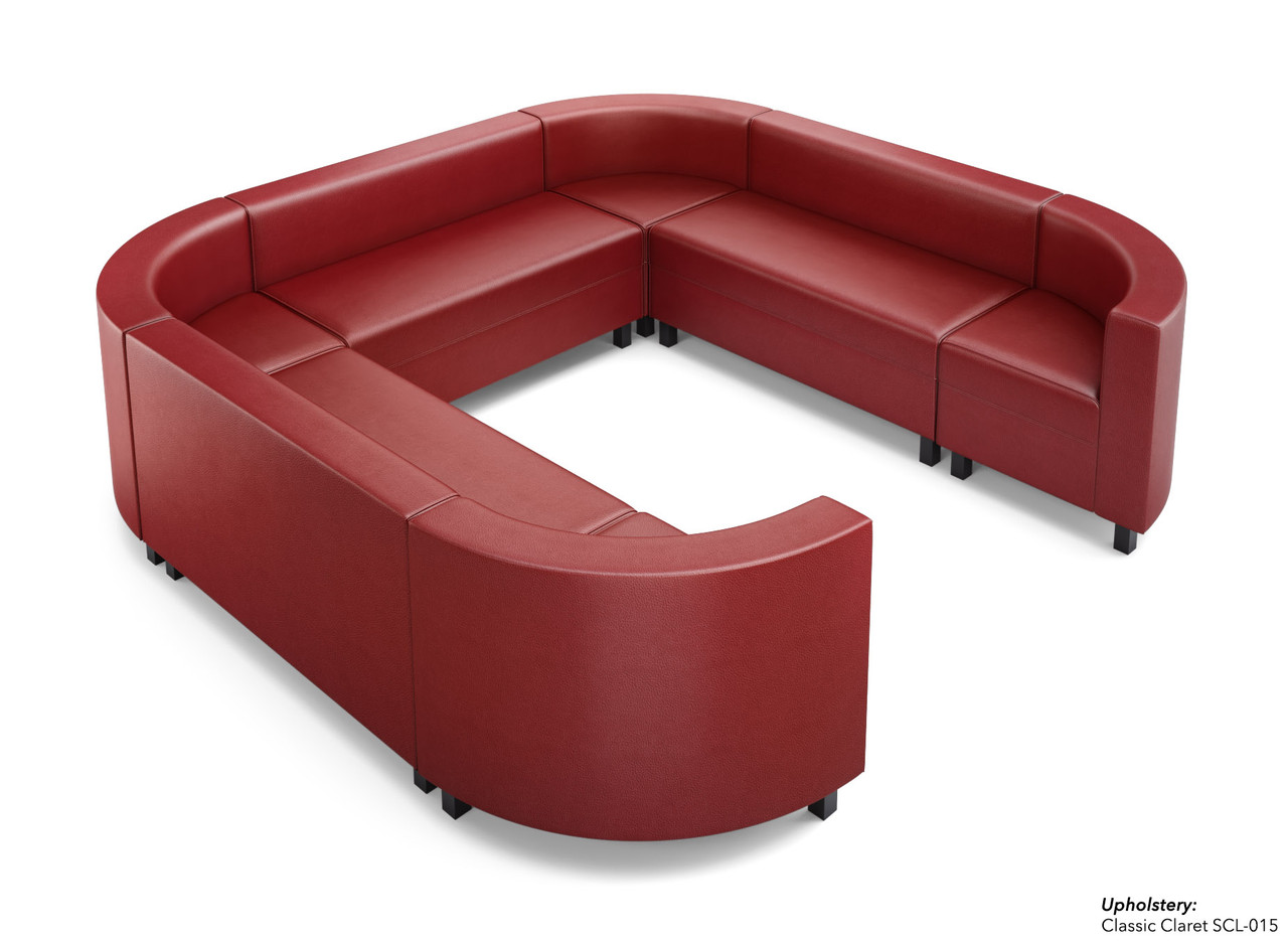  LUGANO - Modular Closed U-Shape Lounge Seating -  Rounded Corners - Made in USA