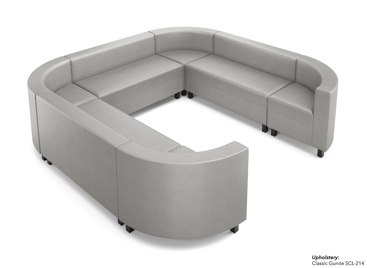  LUGANO - Modular Closed U-Shape Lounge Seating -  Rounded Corners - Made in USA