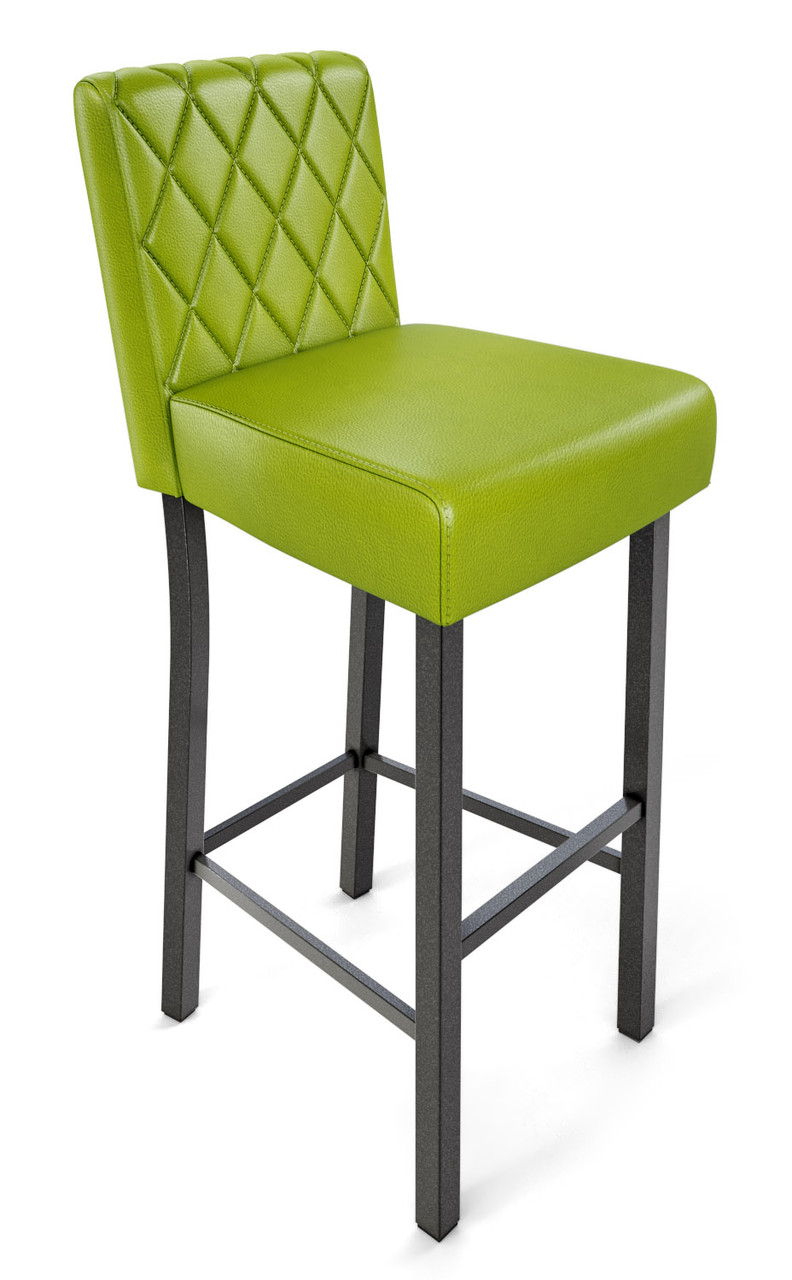 782 Bar Stool - Diamond Tufted Premium Upholstery - Gunmetal Base