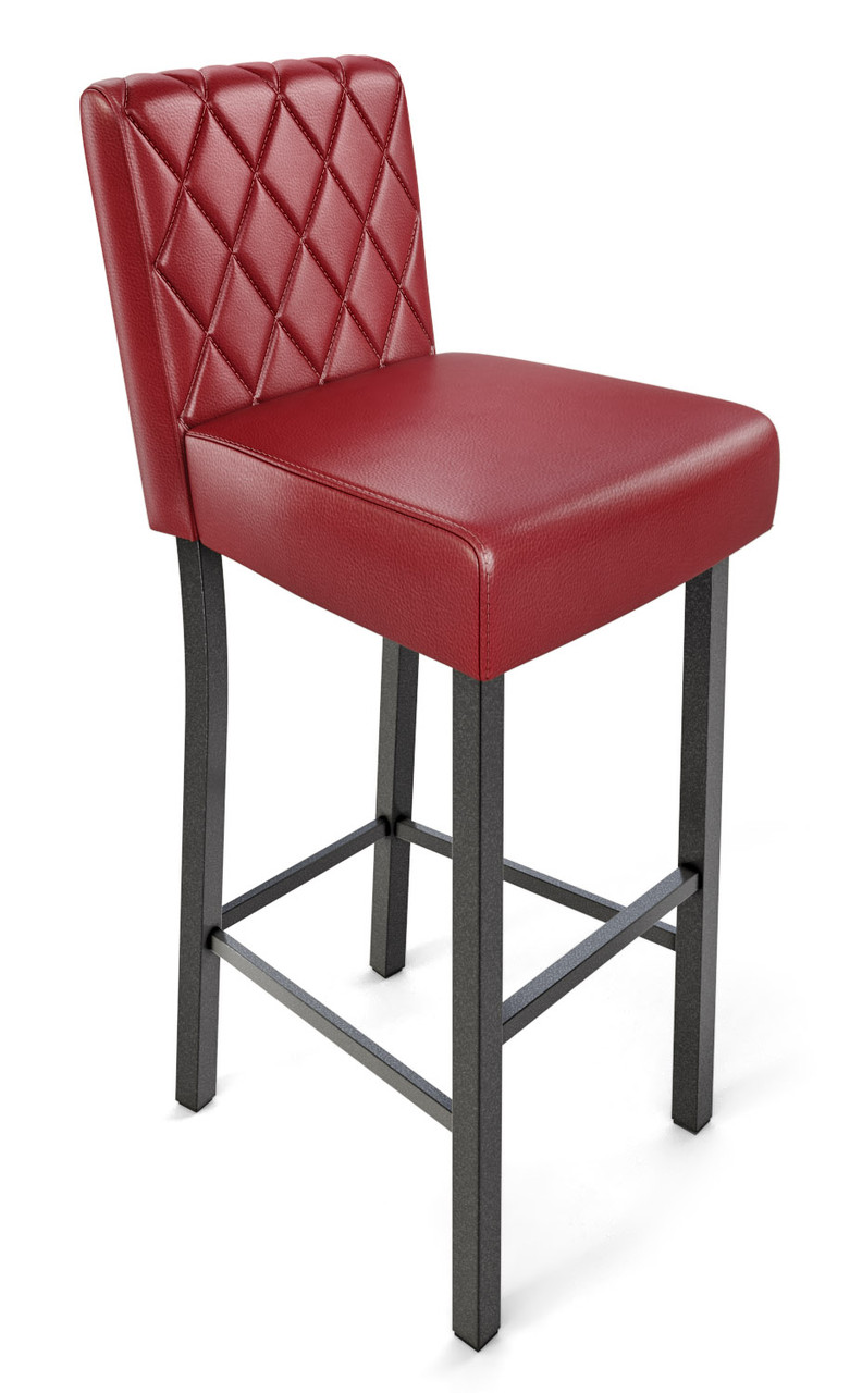 782 Bar Stool - Diamond Tufted Premium Upholstery - Gunmetal Base