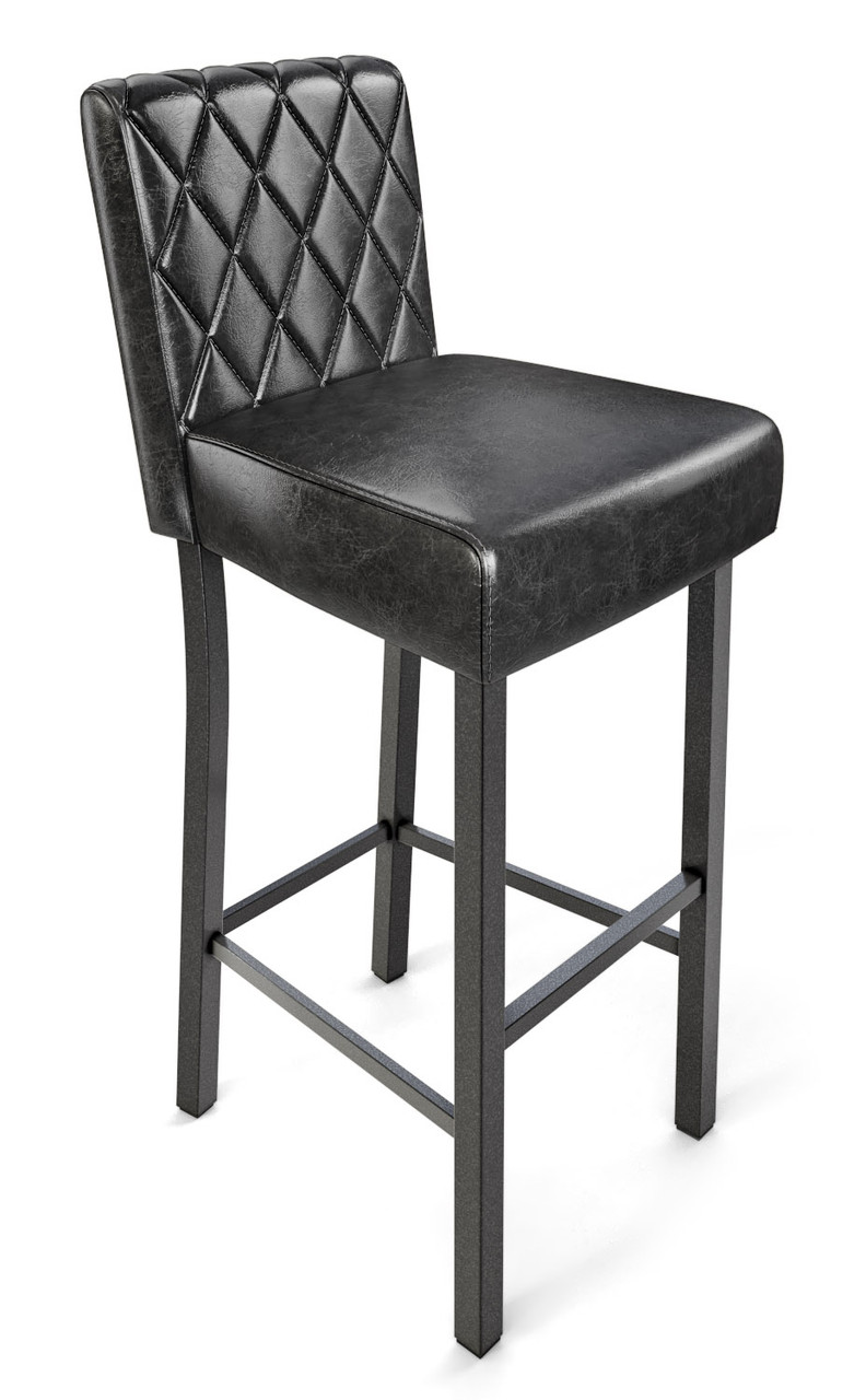 782 Bar Stool - Diamond Tufted Premium Upholstery - Gunmetal Base