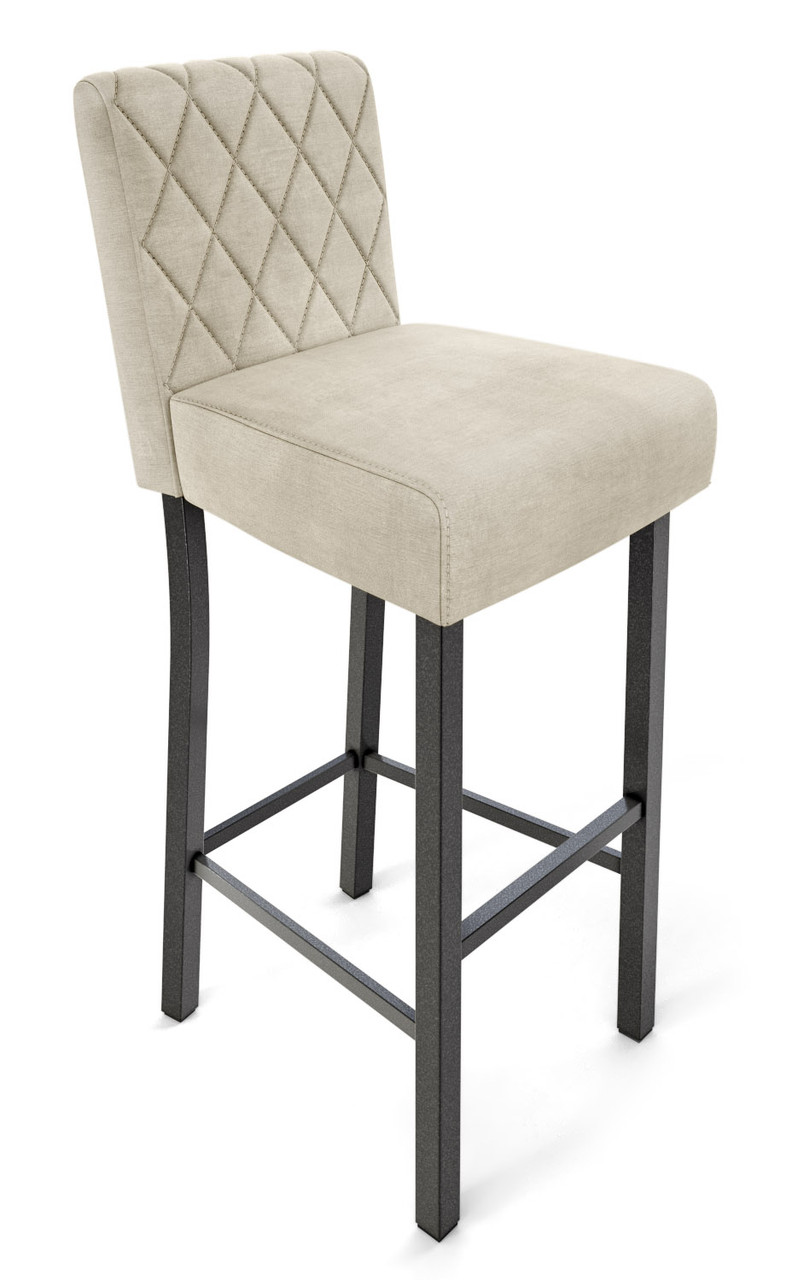 782 Bar Stool - Diamond Tufted Premium Upholstery - Gunmetal Base