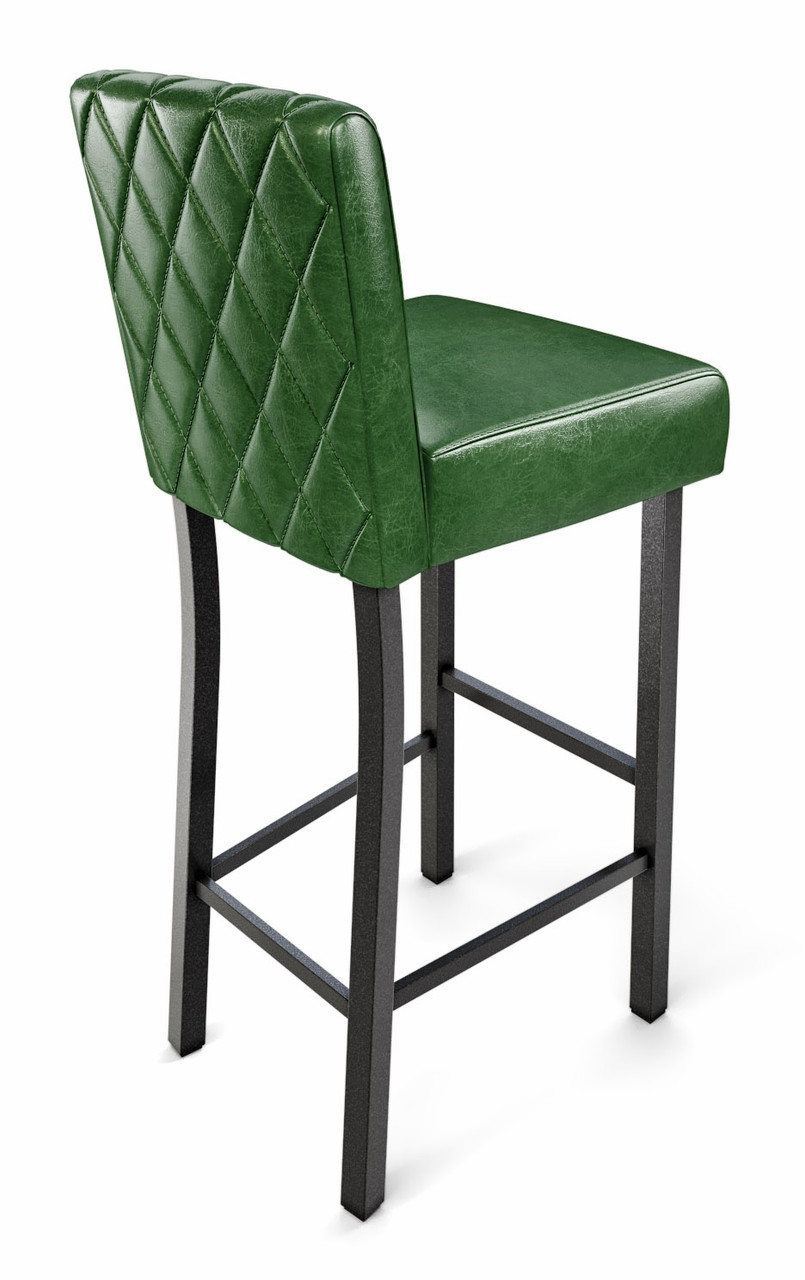 782 Bar Stool - Diamond Tufted Premium Upholstery - Gunmetal Base