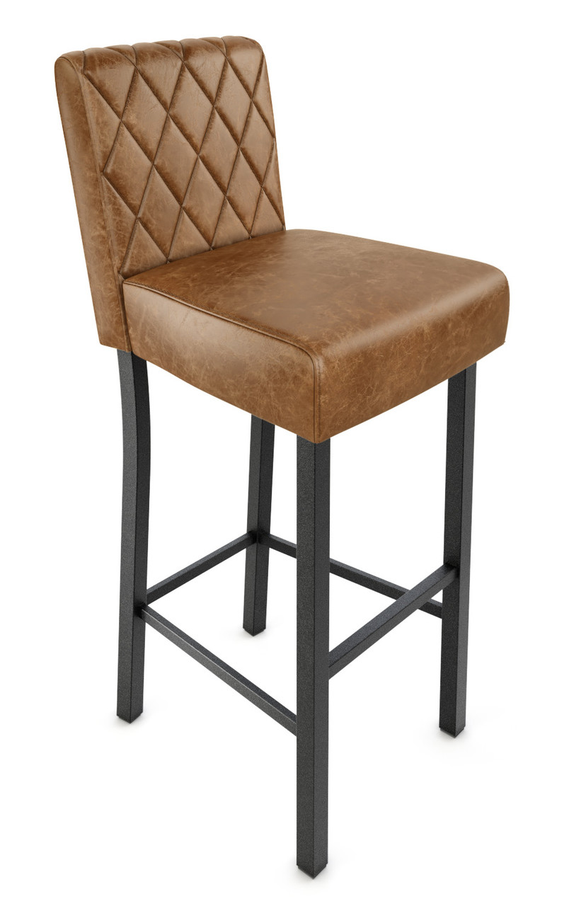 782 Bar Stool - Diamond Tufted Premium Upholstery - Gunmetal Base