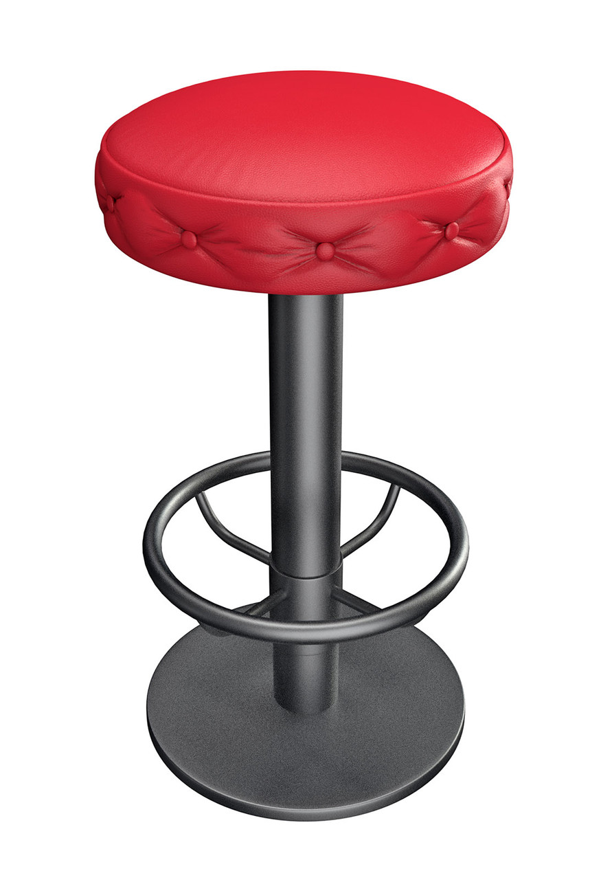 Swivel Gunmetal Frame Button Tufted Design Premium Comfort Extra Thick Upholstered Seat Bar Stool Round Base