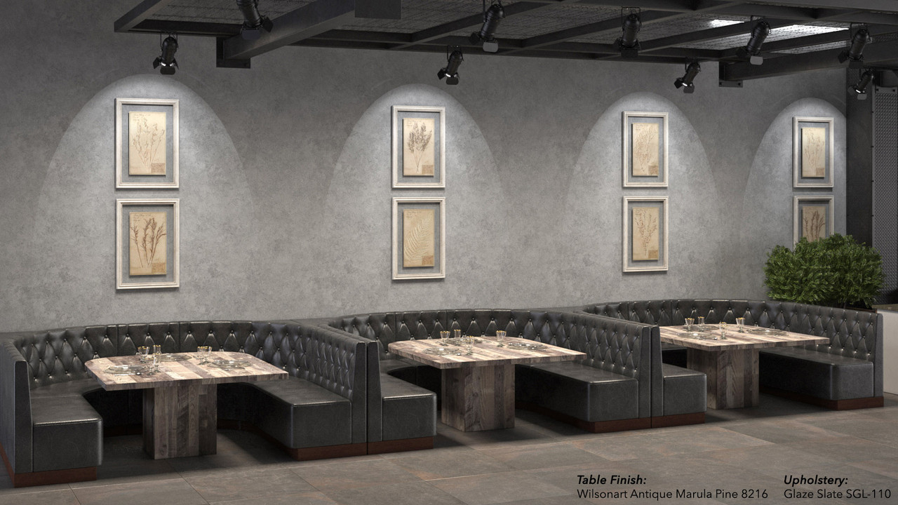 Set of  Three U-Shape Modular Booths with Tables - Contract Grade - Premium Button Tufted Performance Upholstery - 100% Handcrafted In USA Set of  Three U-Shape Modular Booths with Tables - Contract Grade - Premium Button Tufted Performance Upholstery - 100% Handcrafted In USA
