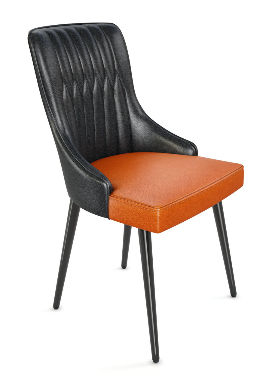 Modern Restaurant Chair - Metal Legs - Channel Design Back Modern Restaurant Chair - Metal Legs - Channel Design Back