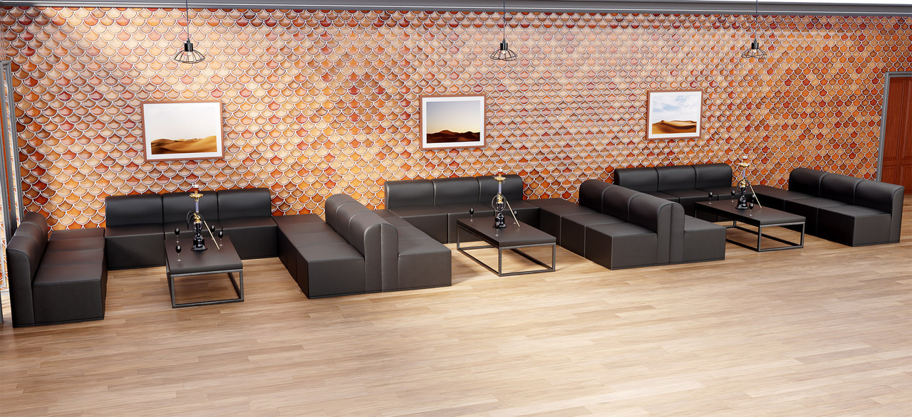 Limited Time Deal - 25% OFF - Black COCO Lounge Package with [3] with Fireproof Lounge Tables  (Seats 27)