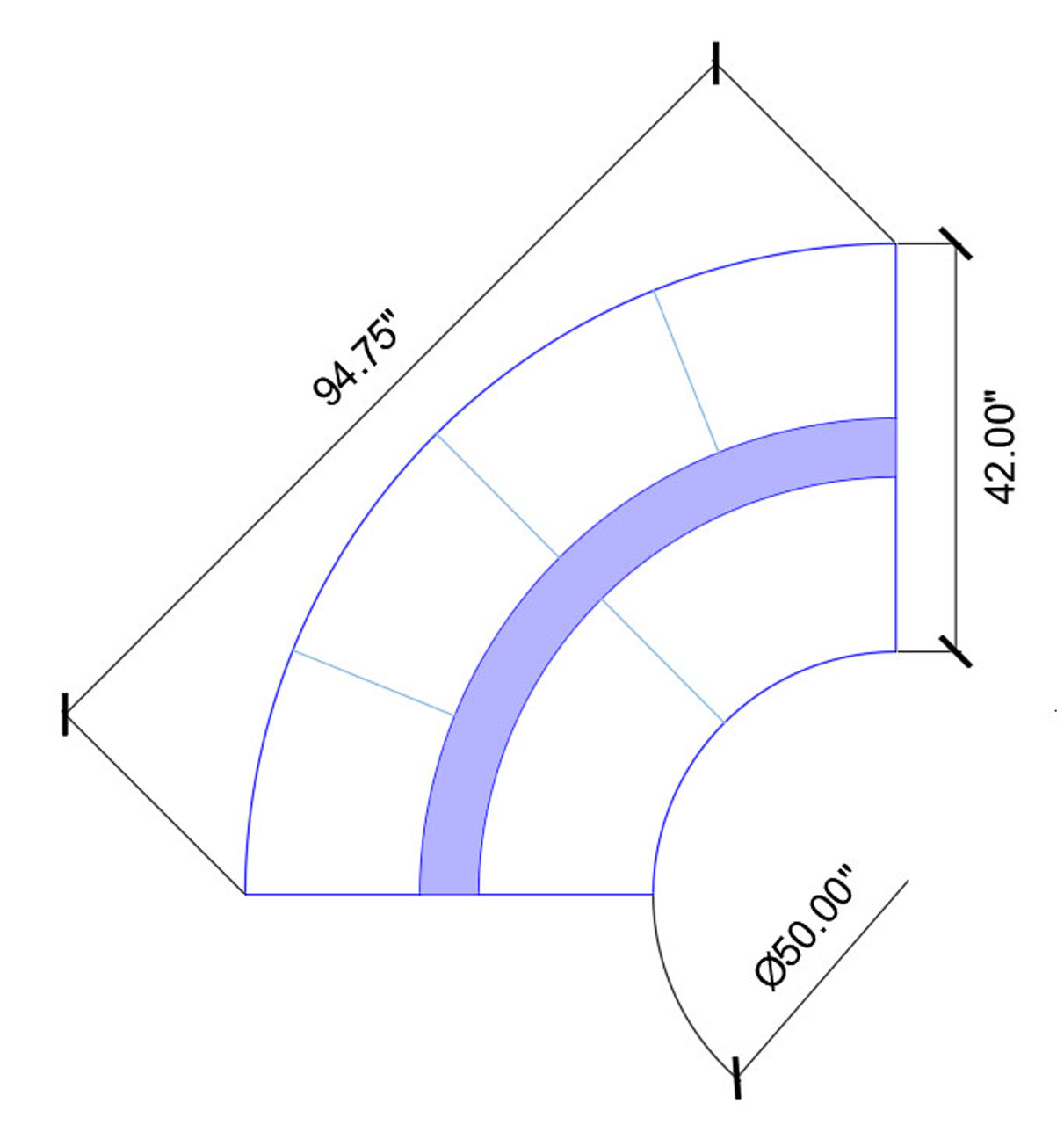 WAVE - Curved Chaise - Made in USA - Premium Upholstery