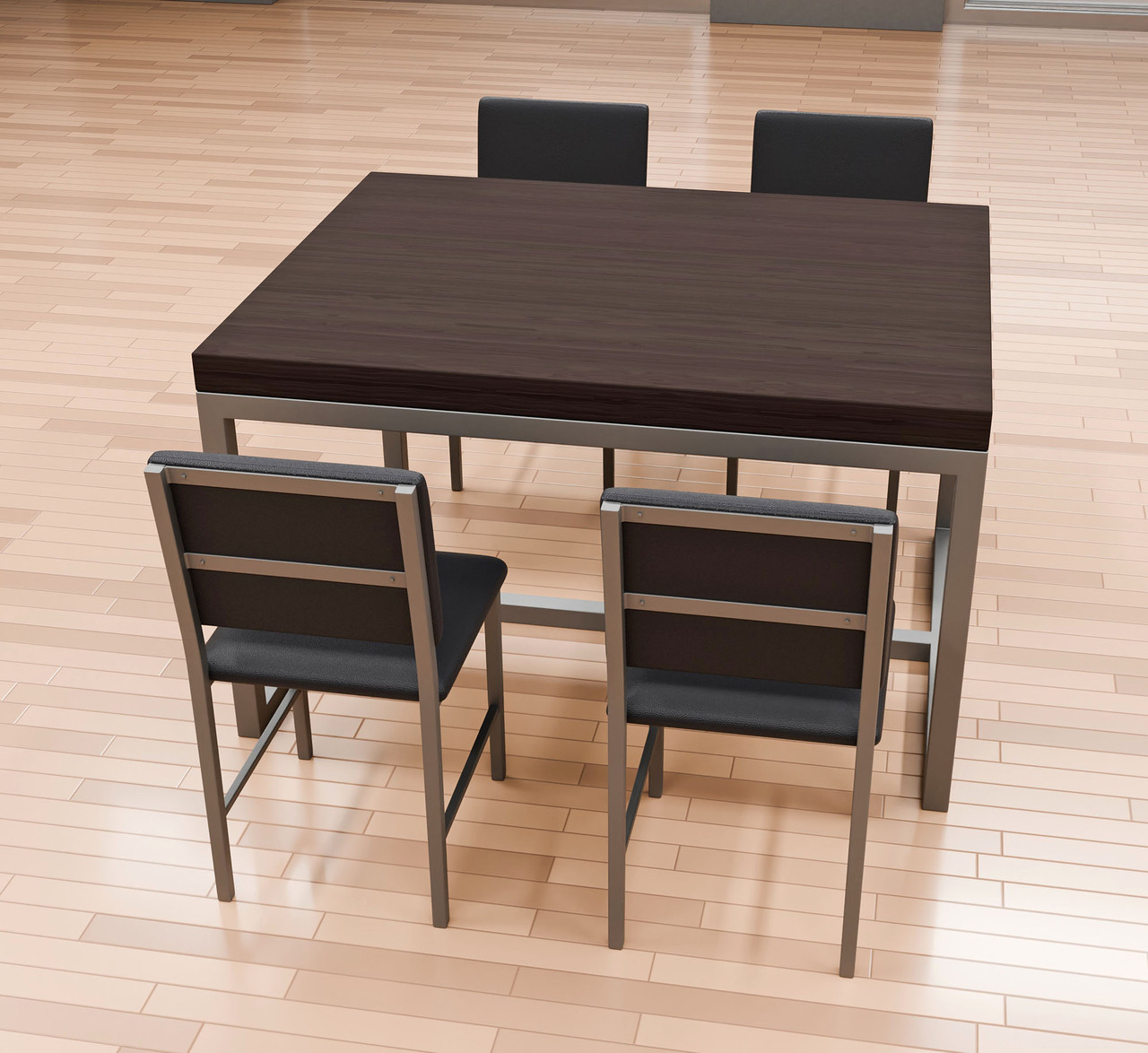 Walnut Communal Restaurant Table - Gunmetal Frame  - Restaurant Chairs (Multiple Sizes)