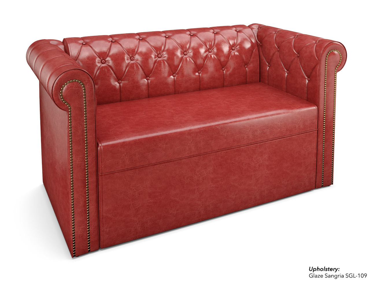 ESCAPE Luxurious Button-Tufted Lounge Seating with Brass Nail Trim Package with Walnut Round Tables ESCAPE Luxurious Button-Tufted Lounge Seating with Brass Nail Trim Package with Walnut Round Tables