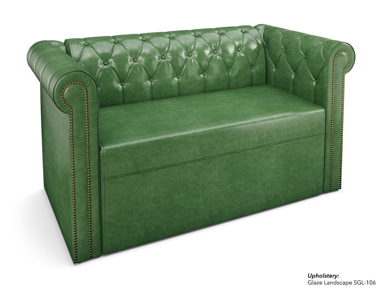 ESCAPE Luxurious Button-Tufted Lounge Seating with Brass Nail Trim Package with Walnut Round Tables ESCAPE Luxurious Button-Tufted Lounge Seating with Brass Nail Trim Package with Walnut Round Tables