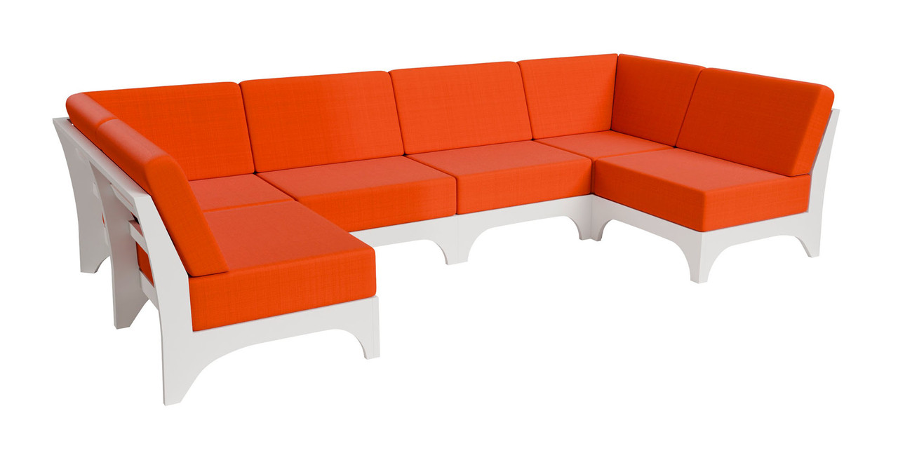 Carina Outdoor Seating - Modular Open U-Shape Seating - Premium  5-Yr Warranty Sunbrella Fabric - Marine Grade Seaboard Frame