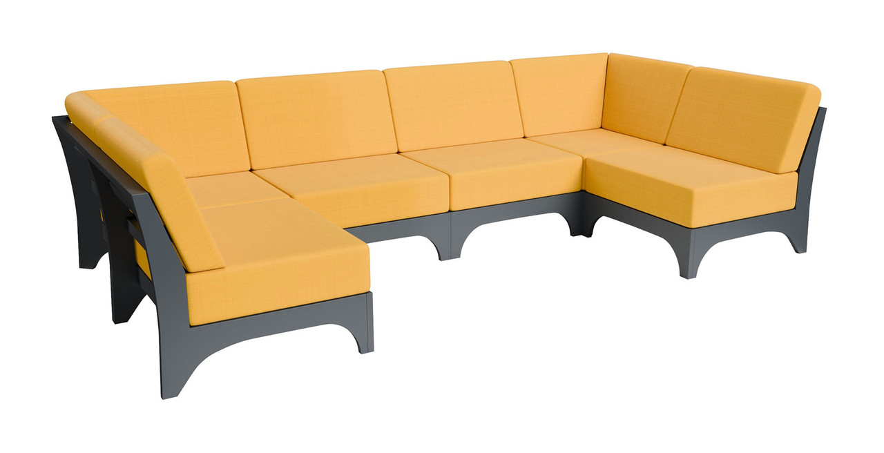 Carina Outdoor Seating - Modular Open U-Shape Seating - Premium  5-Yr Warranty Sunbrella Fabric - Marine Grade Seaboard Frame