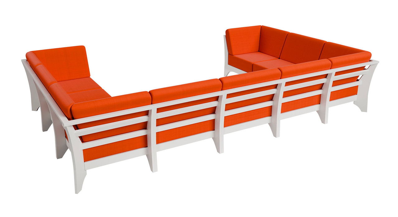 Carina Outdoor Seating - Modular U-Shape Seating - Premium  5-Yr Warranty Sunbrella Fabric - Marine Grade Seaboard Frame